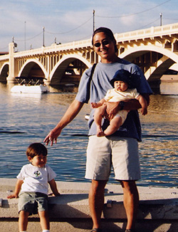 Posing in front of the lake