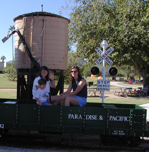 Riding a train