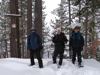 The snowshoe crew - Gary, Santa (Alan) & Jim