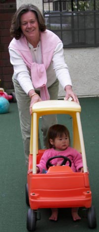 Claire getting a ride from grandma